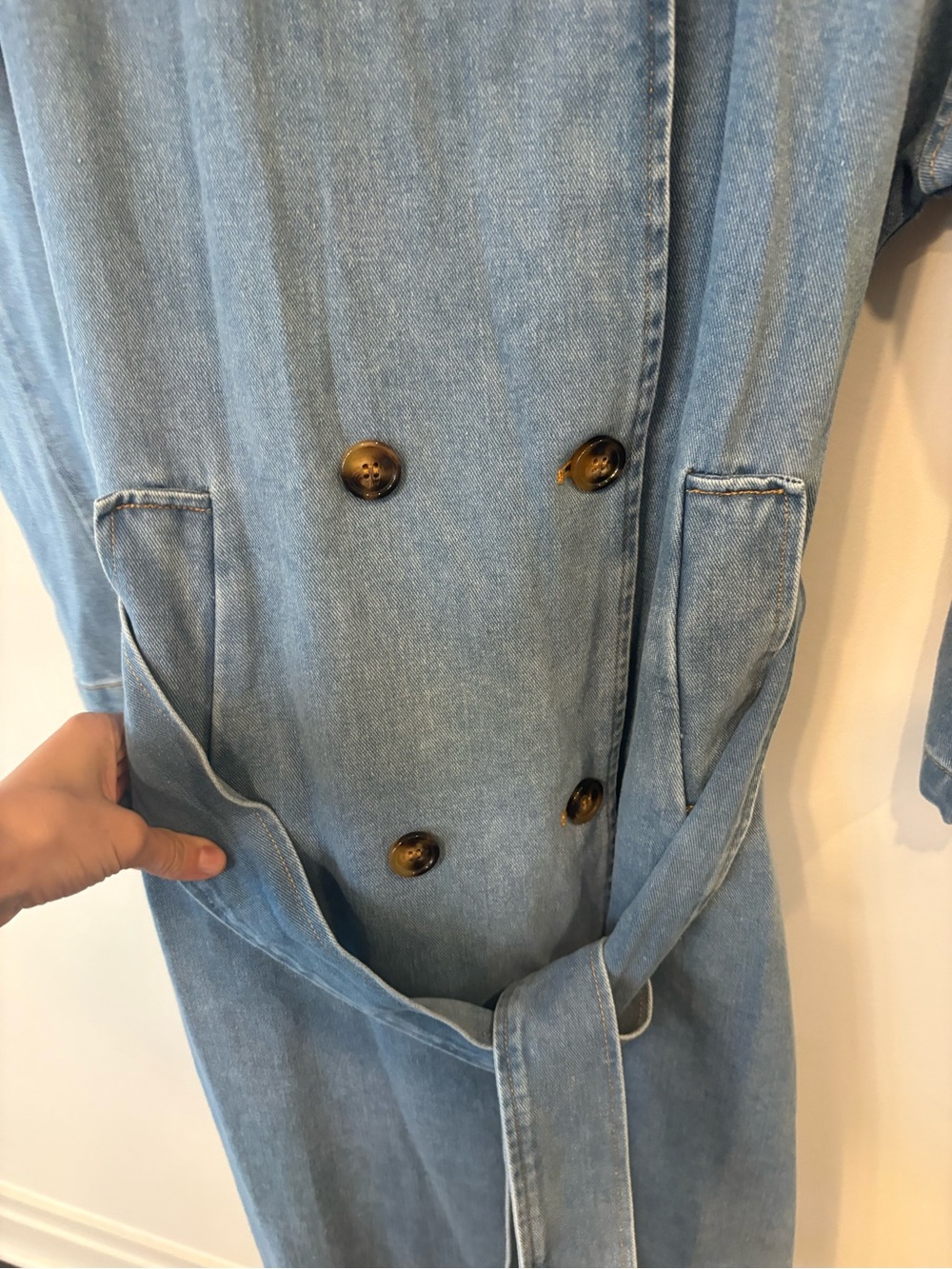 12th tribe Light Wash Denim Trench Coat - Picture 5 of 8